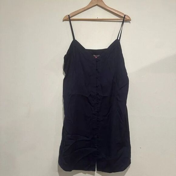 Vince Camuto NWT Navy Button Dress Spaghetti Straps Size XL V-Neck - Picture 1 of 5